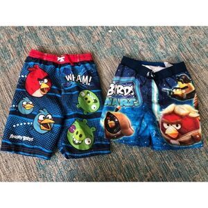 Boys size 4t 5t angry birds lot of 2 swim trunks shorts